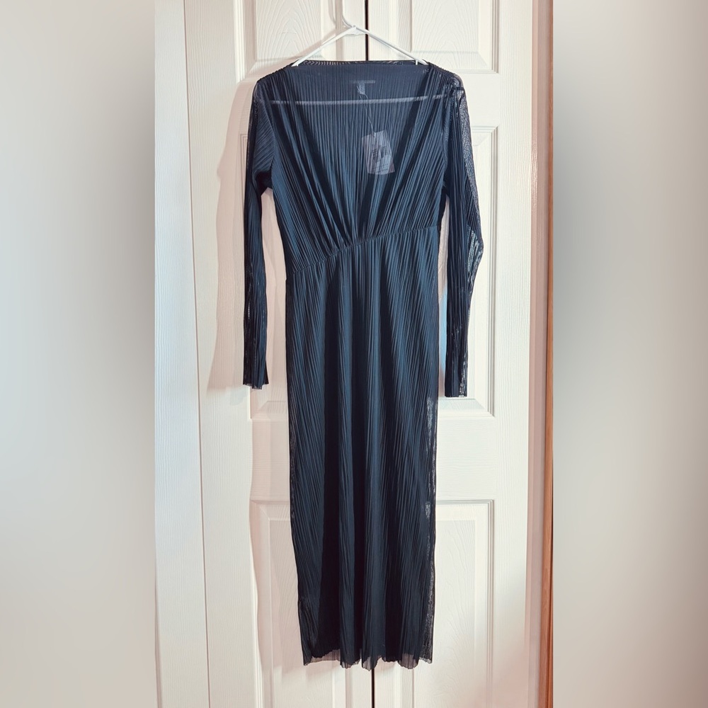 & Other Stories Long Sleeve Crinkle Mesh Midi Dress - Small - NWT